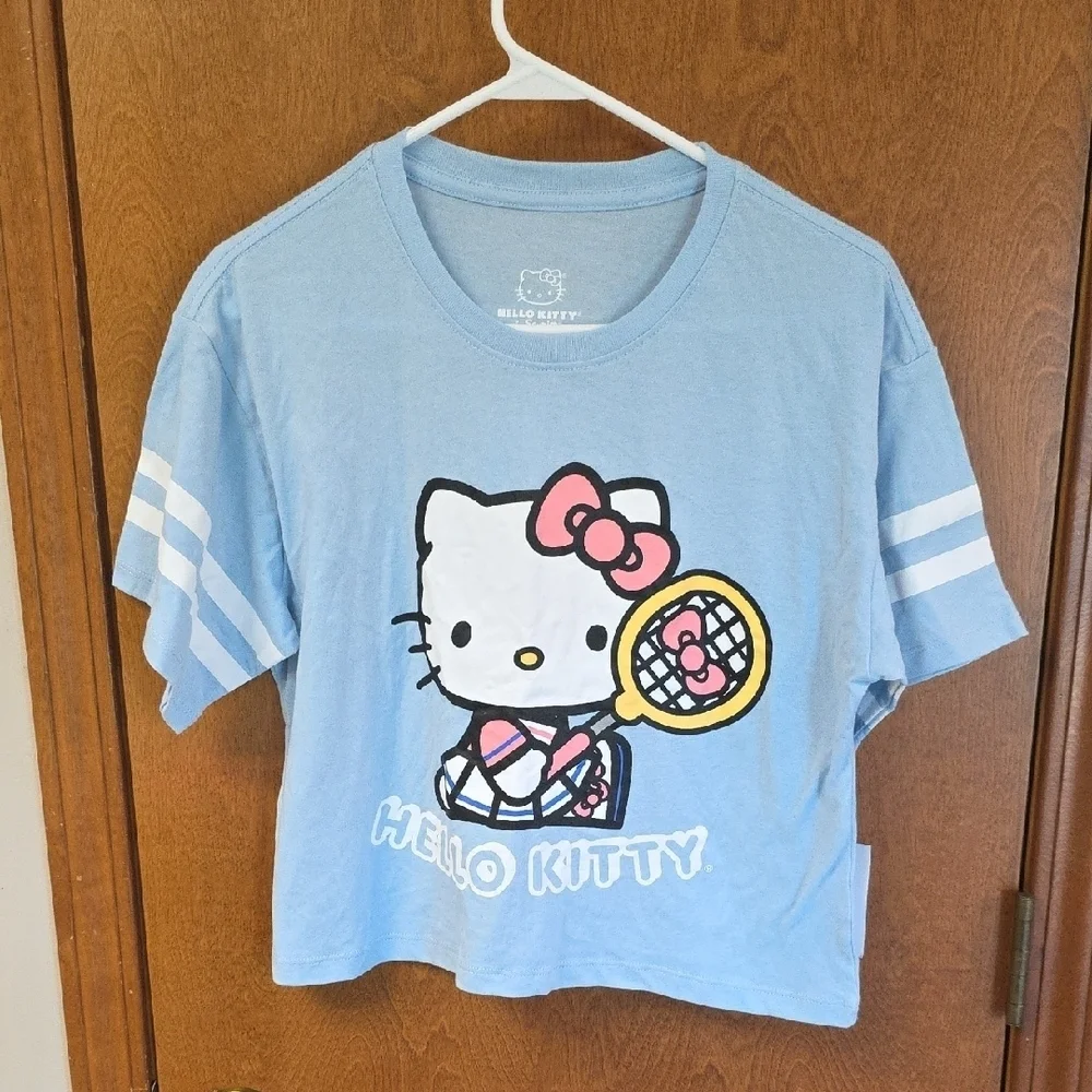 Hello Kitty Tennis Striped Sleeve Tee Shirt XS